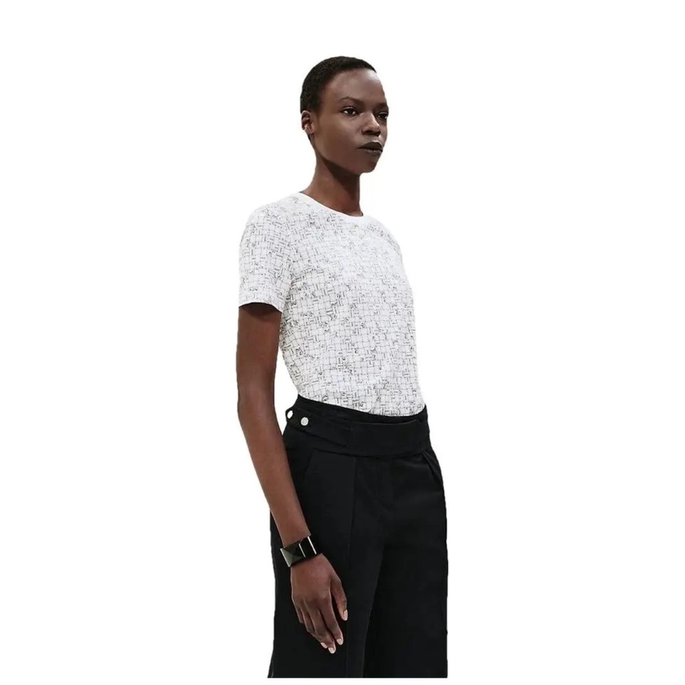 Authentic HERMES Bolduc au Carre T-shirt crew neck cotton white